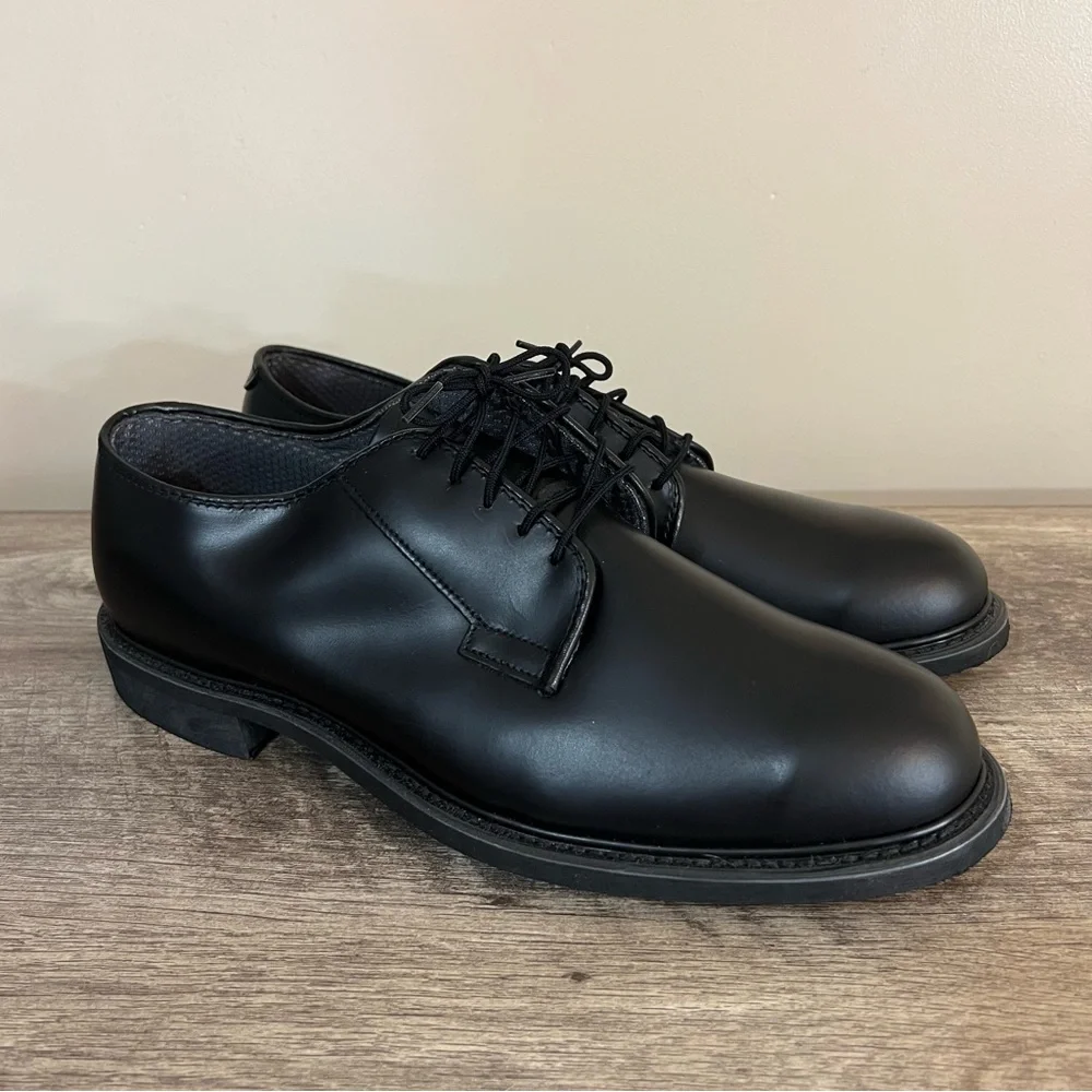 Bates Black Leather Oxford Uniform Shoes Mens Size 12 C Narrow Vibram Soles
